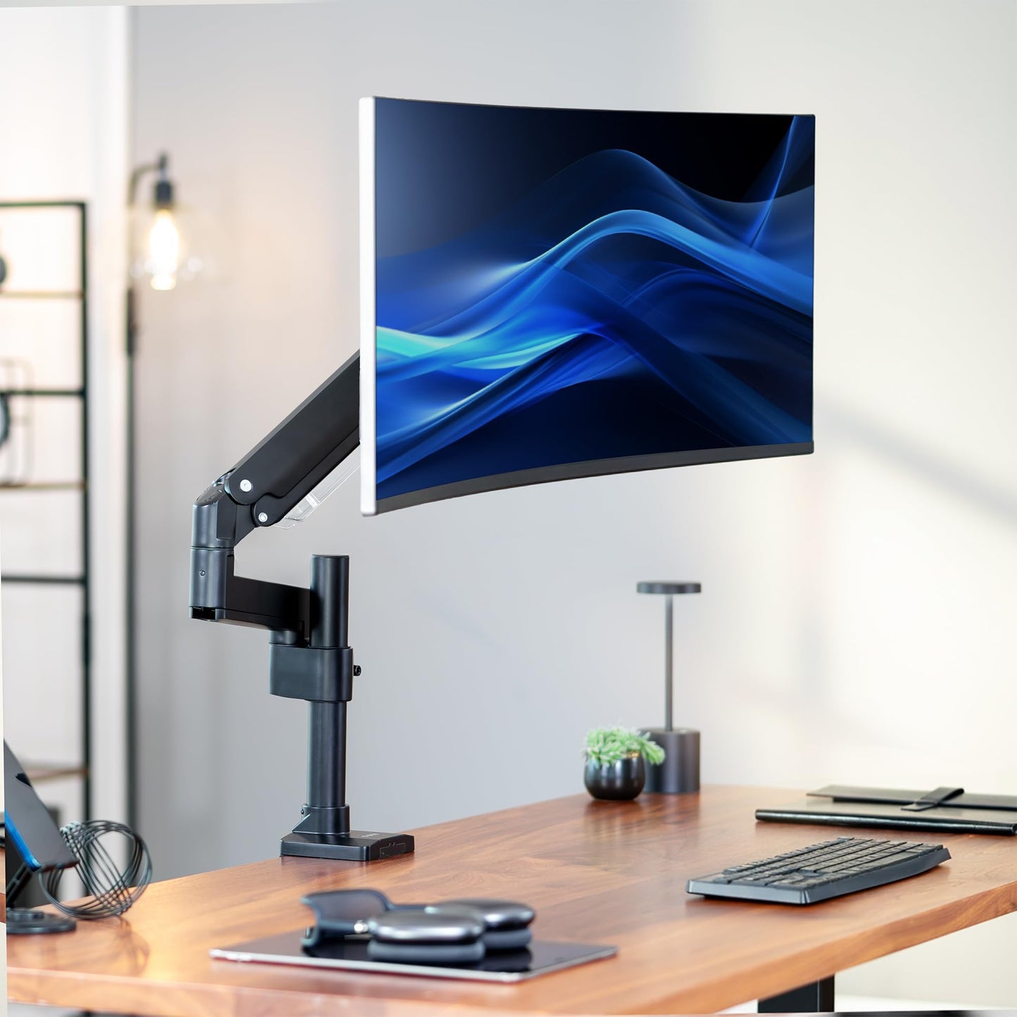 VIVO Premium Aluminum Tall Extended Monitor Arm for Ultrawide Monitors up to 49 inches and 33 lbs, Single Desk Mount Stand, Pneumatic Height