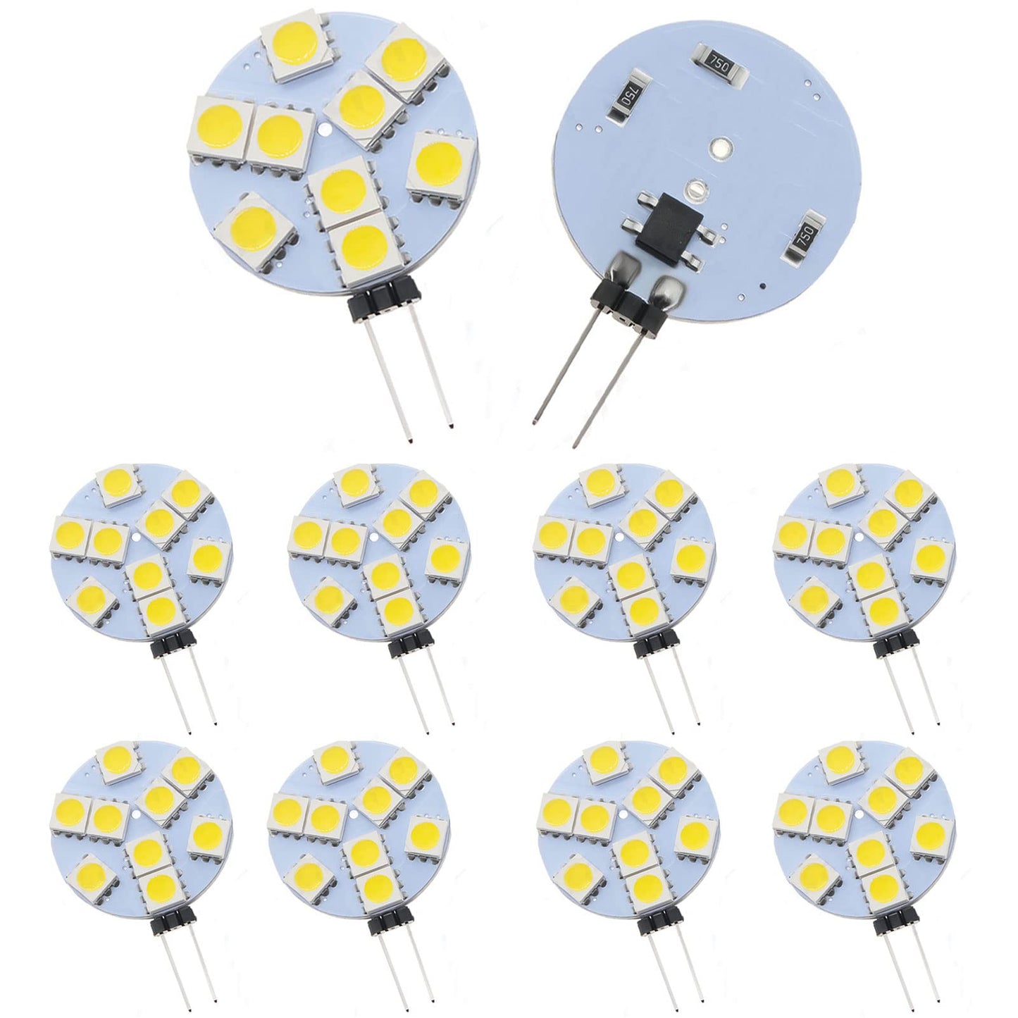 Edearkar 1.5W G4 LED Light Bulbs(8 Pack) Equivalent to 15W Halogen Bulb,DC 12V Dimmable,9 LEDs 5050 SMD,180 Degree Beam Angle,3000K Warm White,G4