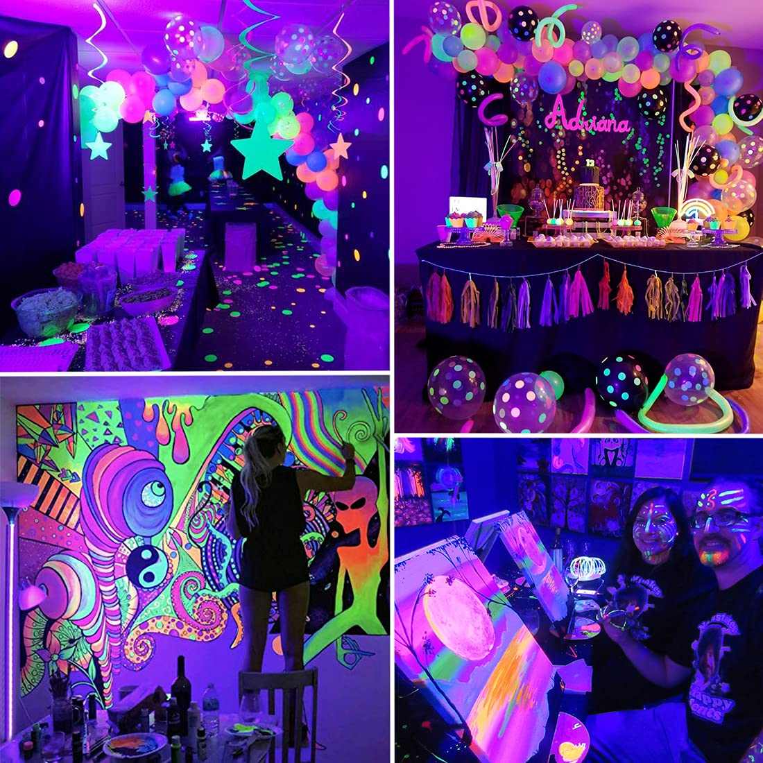 TigQiang Black Light Strip, 40ft/12M Flexible LED Black Light with kit, 720 lamp Beads, 12V LED Light, Non-Waterproof for Indoor Fluorescent Dance