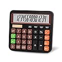 Hypetal Standard Desktop Calculator, Dual Power (Solar & AA Battery), 14-Digit Large Display, Multifunctional Office Calculator (Black)