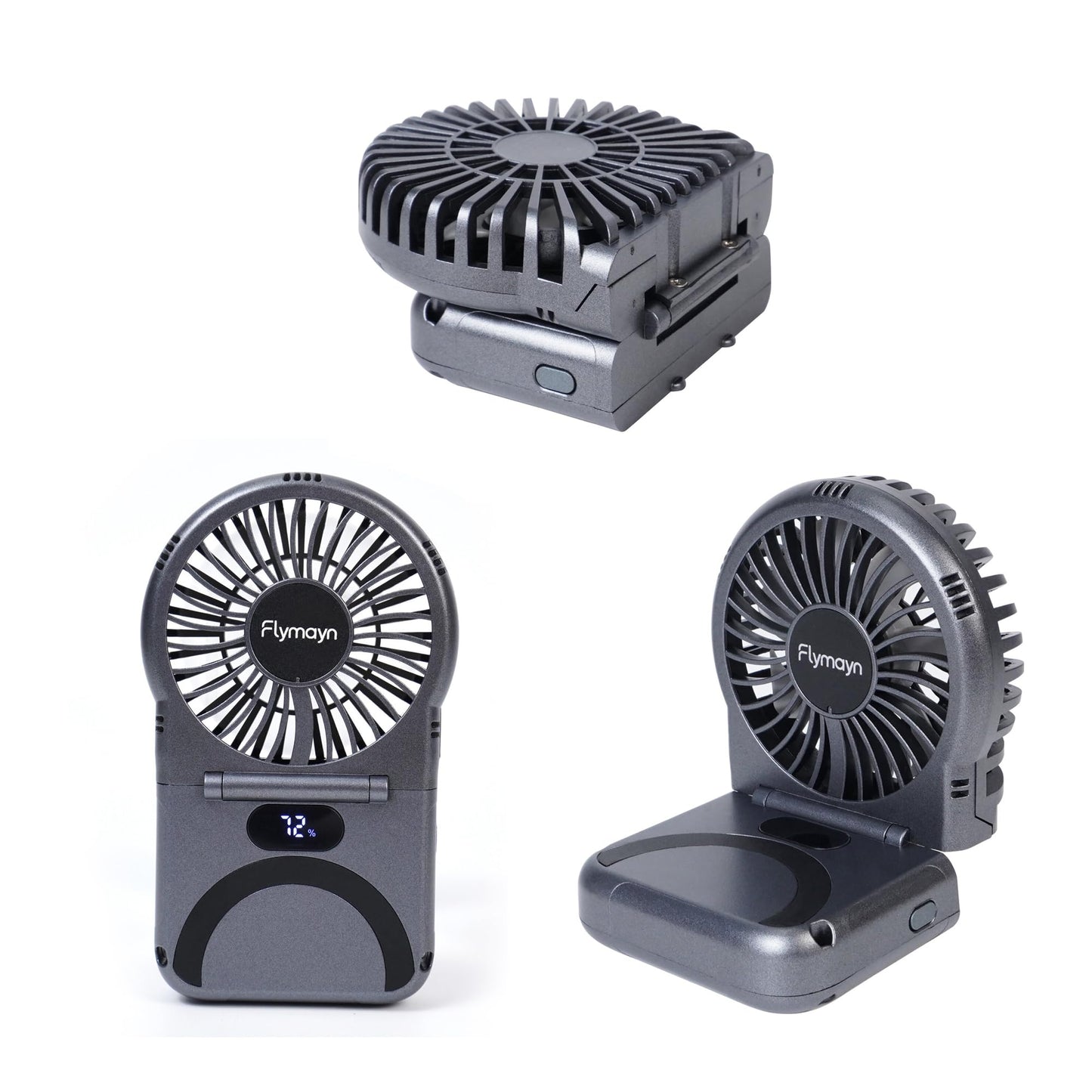 FoldMag Portable Rechargeable Mini Fan, HandHeld Personal Travel Fan, 5-Speed Magnetic Foldable 180° Neck Fan, Desk & Tabletop Fan, Digital Display