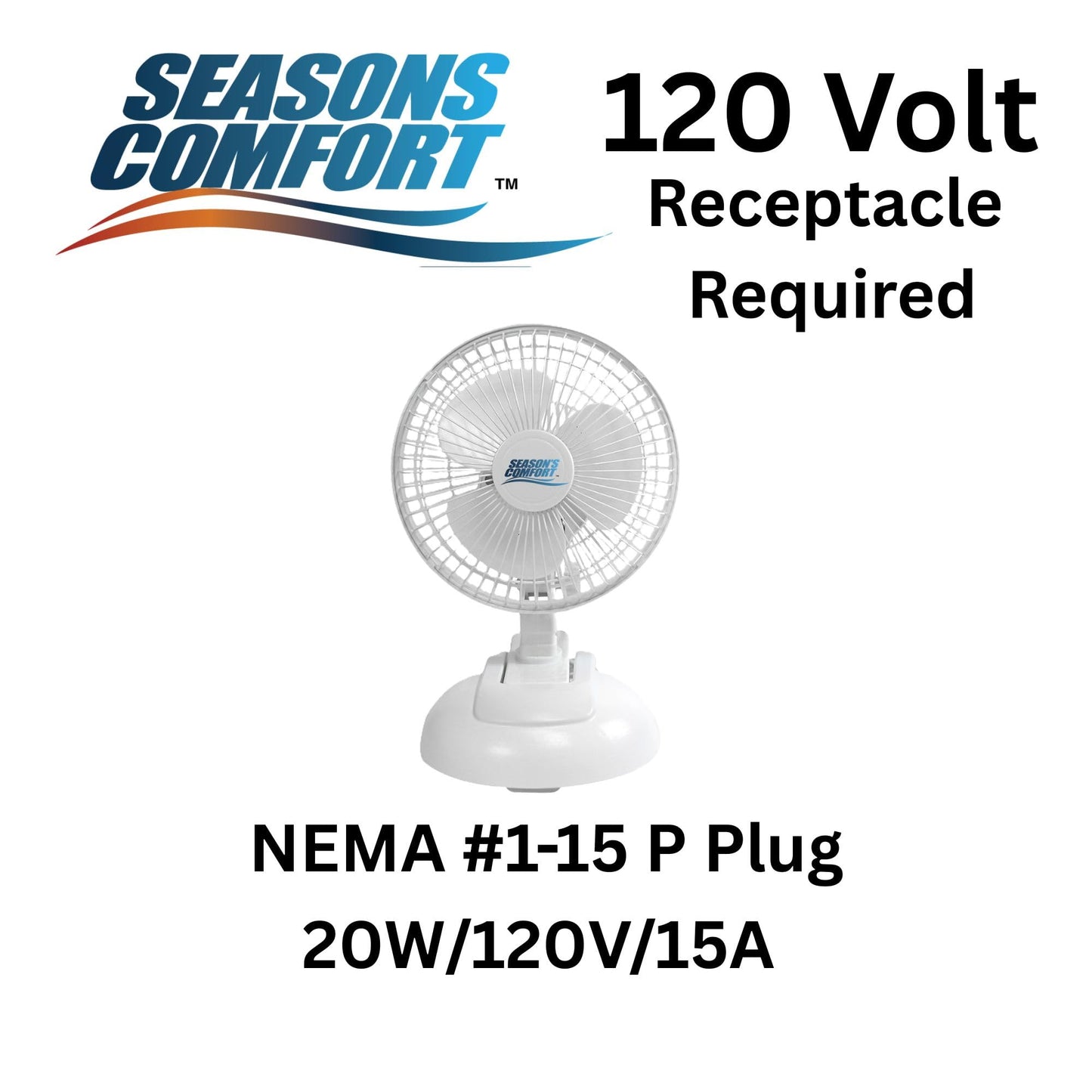 Seasons Comfort Personal Clip Or Desk Fan With Removable Base, Portable, Mini Bedroom Fan, 6 Inch, 2 Speed, Strong Clamp - Ideal for Home, Bedroom