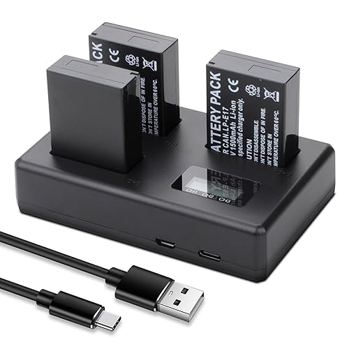 3-Pack LP-E17 Batteries with Smart Triple Slot LCD Charger for Canon EOS M3, M5, M6, EOS 200D, 750D, 760D, 77D, 800D, EOS R8, R10, R50, R100, RP