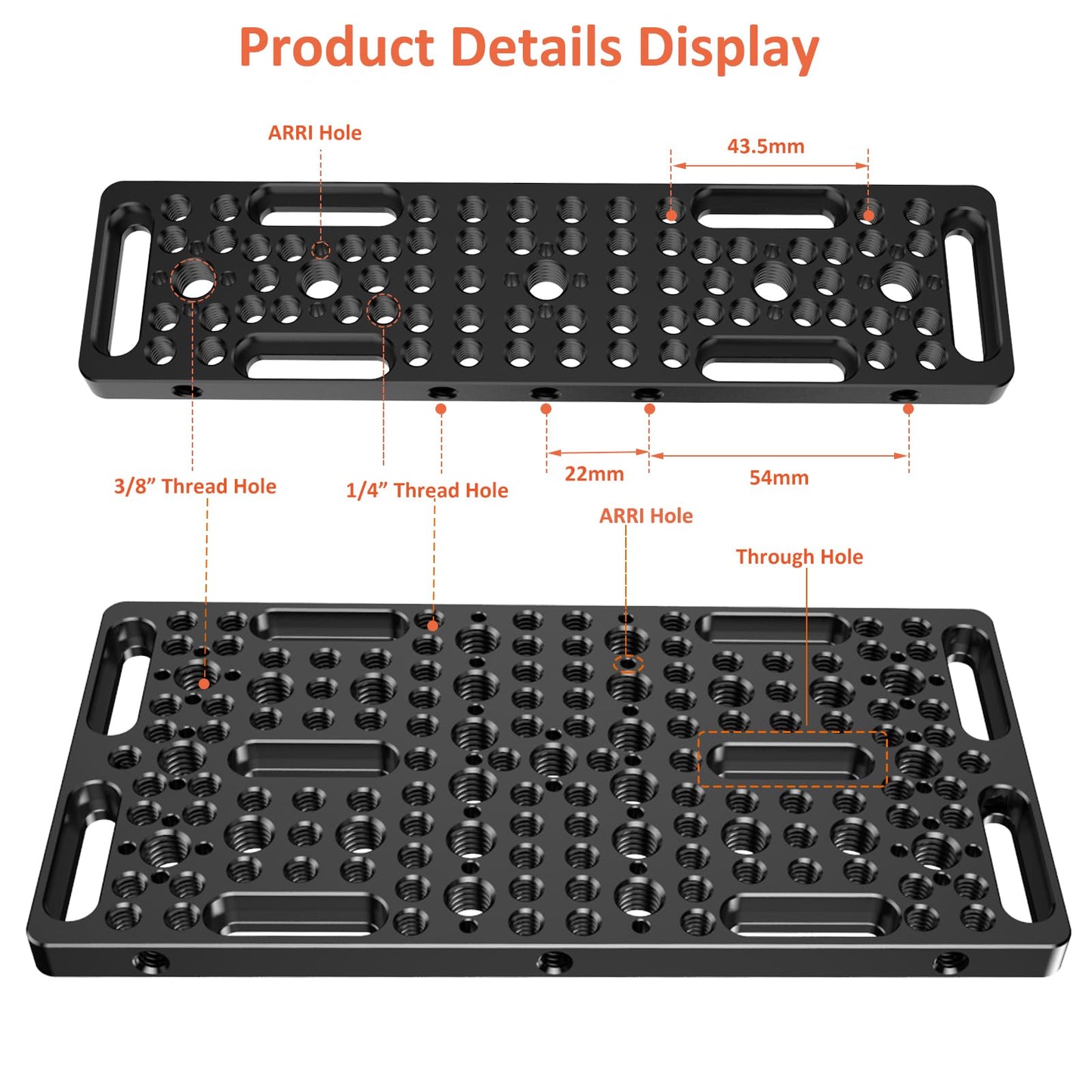 DINESK Camera Cheese Plates Set(Custom 2-Pack) with 1/4" & 3/8" Threads,Multi-Function Extension Cheese Plate(Wide & Narrow) for Tripod ,Cameras