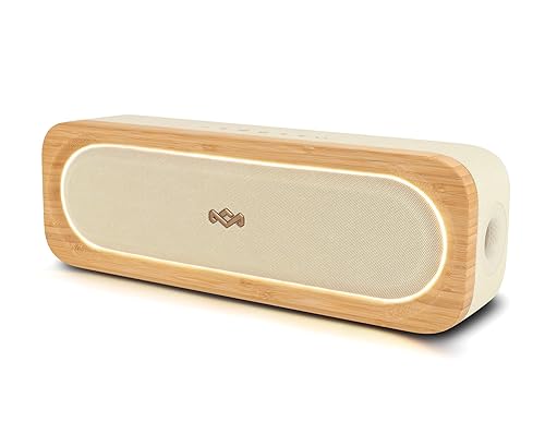 House of Marley Get Together 3 Bluetooth Speaker, 10Hr Playtime, USB-C Fast Charging, EQ Sound Modes, Ambient LED Light, 30m Wireless Range, Bamboo