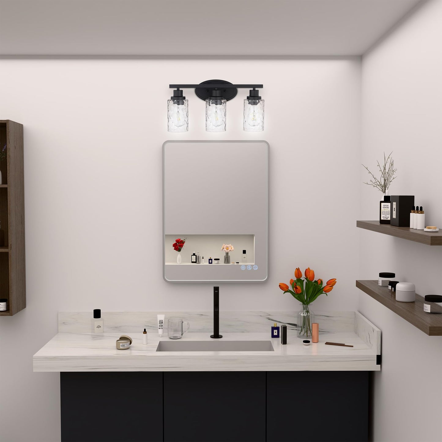 East Grove Home Builder Essentials Heritage Collection 18in 3-Light Bathroom Vanity and Wall Light with E26 Base Sockets (Lamps Sold Separately)