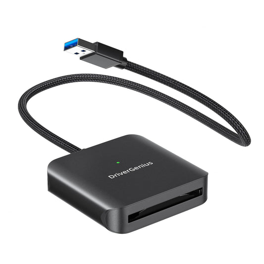 DriverGenius CFast 2.0 Card Reader with USB 3.0 &USB-C, 30cm/0.98ft Nylon Braided Cable, for Professional Photographers and Videographers (Metal