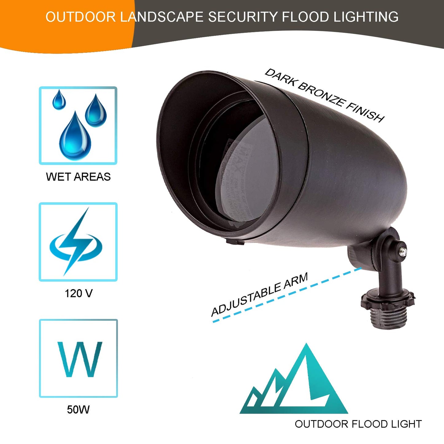 Dysmio Lighting One Light PAR20 120 Volt Die Cast Aluminum Durable Outdoor Landscape Security Lighting Flood, Dark Bronze - Pack of 2