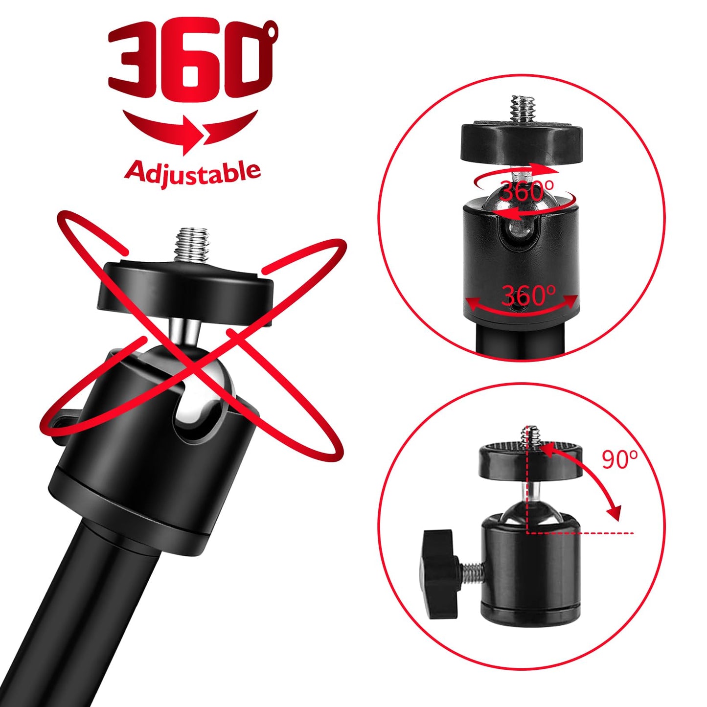 Game & Trail Camera Mount, 3 in 1 Aluminum 360 Degree Rotation Trail Camera Stand Mount Ground Holder, Thread Connection 1/4''-20 (6 mm) for Hunting