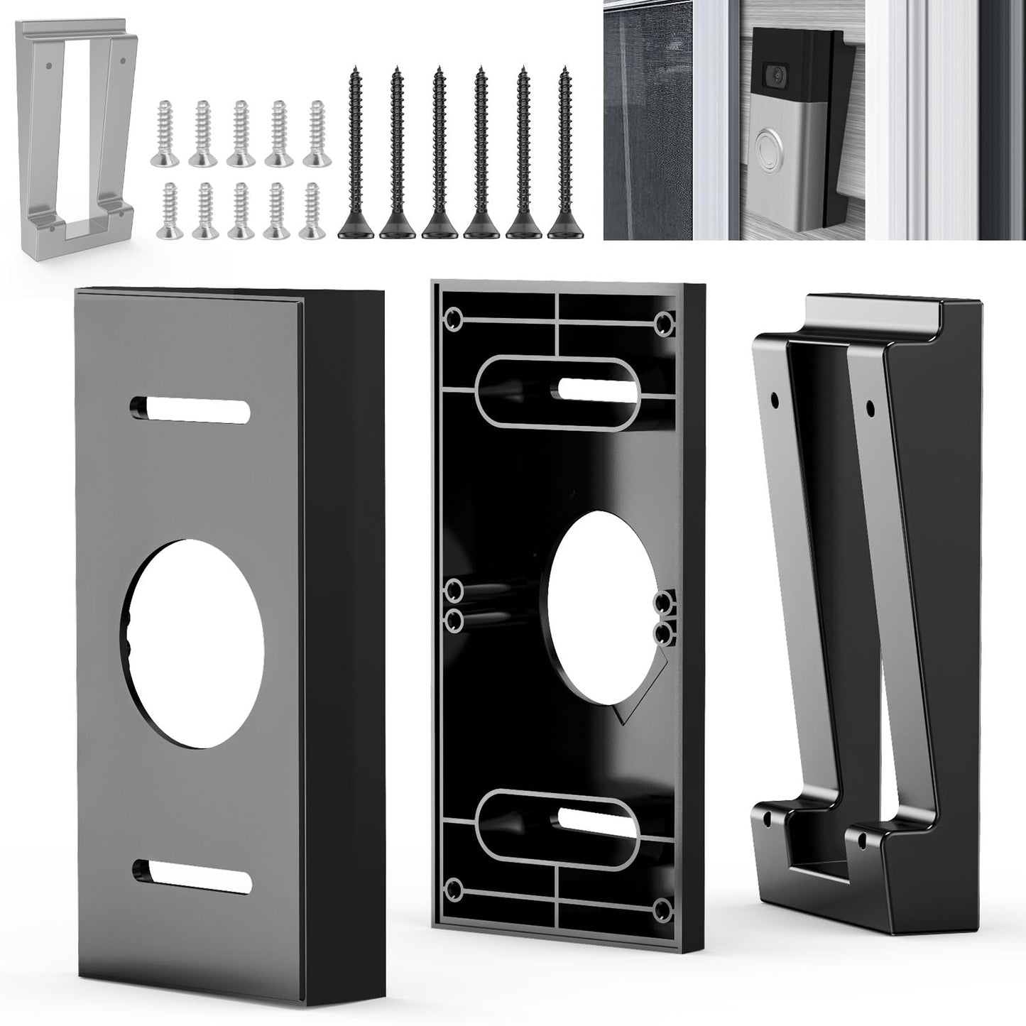 BianXiao Video Doorbell Vinyl Siding Mount & Vinyl Siding Angle Adjustment Mount Fits for Ri-ng 3 & 3 Plus Video Doorbell, 4" Cedar Wall Panel