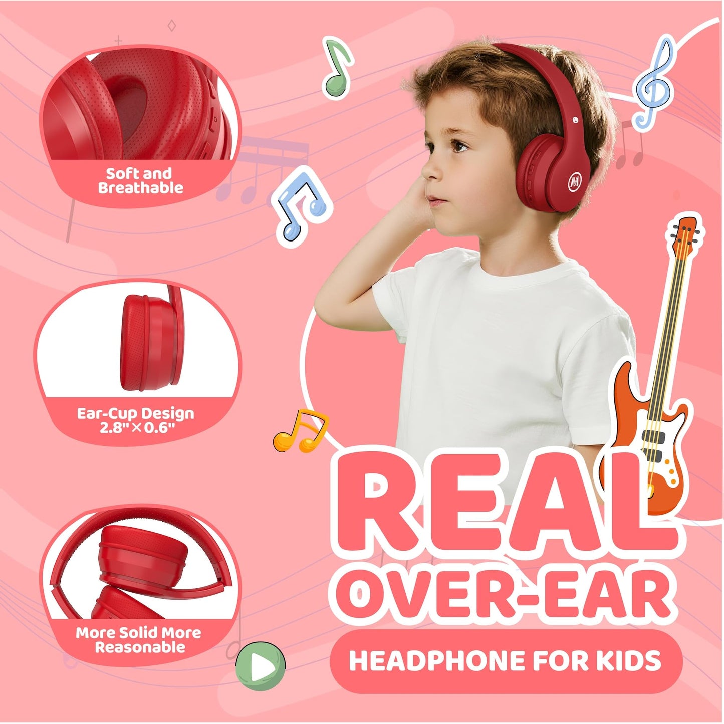 Mokata Headphones Kids Bluetooth 5.4 Wireless Play Time 68H Safe Volume Limit 85/94dB Over-Ear Foldable Headset,Fast Charging,with Aux Cord Built-in…