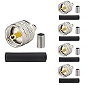 MOOKEERF PL259 Male Crimp Connector, UHF SO239 Crimp Coax Connector for RG8X/ LMR240/ 4D-FB/ CNT240/ RG8 Mini Coaxial Cable(Pack of 5)