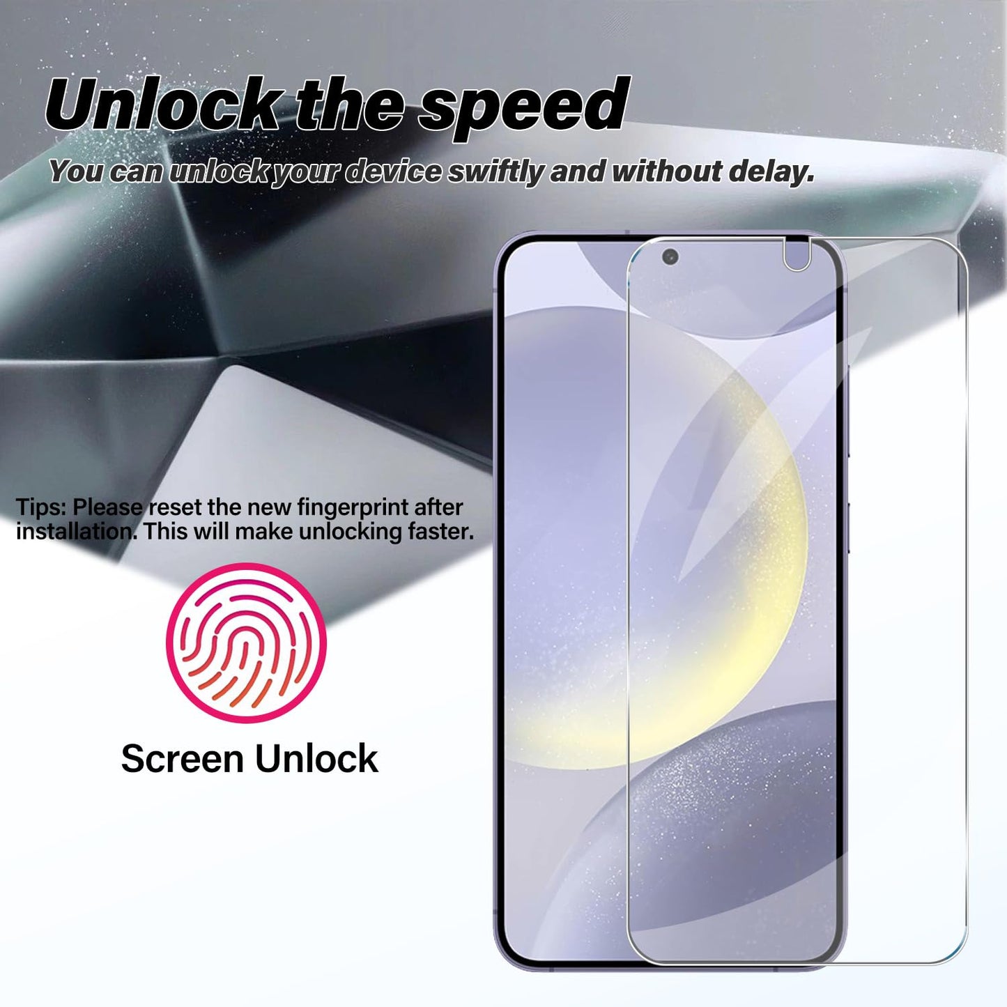 BIGFACE Galaxy S24 Tempered Glass Screen Protector + Camera Lens Protector [ 2 + 2 Pack ][Case Friendly] [Anti-Scratch] [Ultrasonic Fingerprint