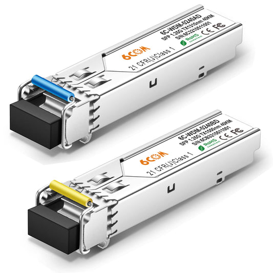 A Pair of 1.25G SFP Bidi Networking Transceiver 1000Base-BIDI, 1550nm/1310nm SMF, up to 40 km, Compatible with Cisco, Ubiquiti, Mikrotik, D-Link