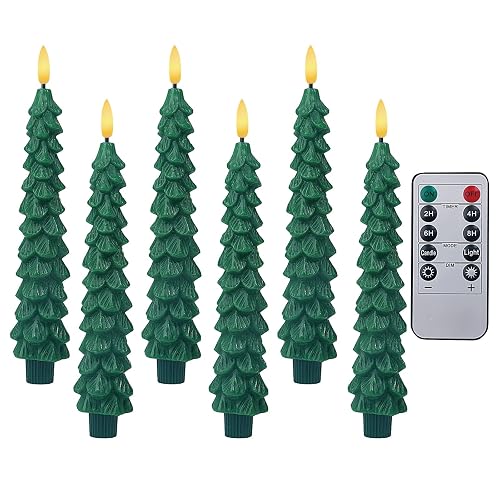 XingsLight LED Flameless Taper Candles with Remote & Timer - 6 Pack Battery Operated Christmas Window Candles, Warm White Flickering Light, Safe