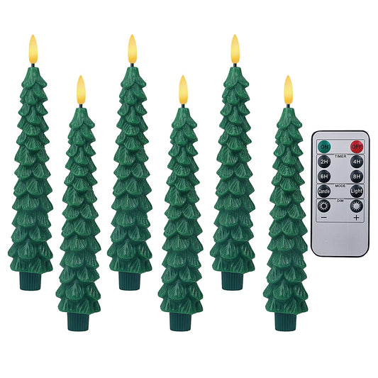 XingsLight LED Flameless Taper Candles with Remote & Timer - 6 Pack Battery Operated Christmas Window Candles, Warm White Flickering Light, Safe
