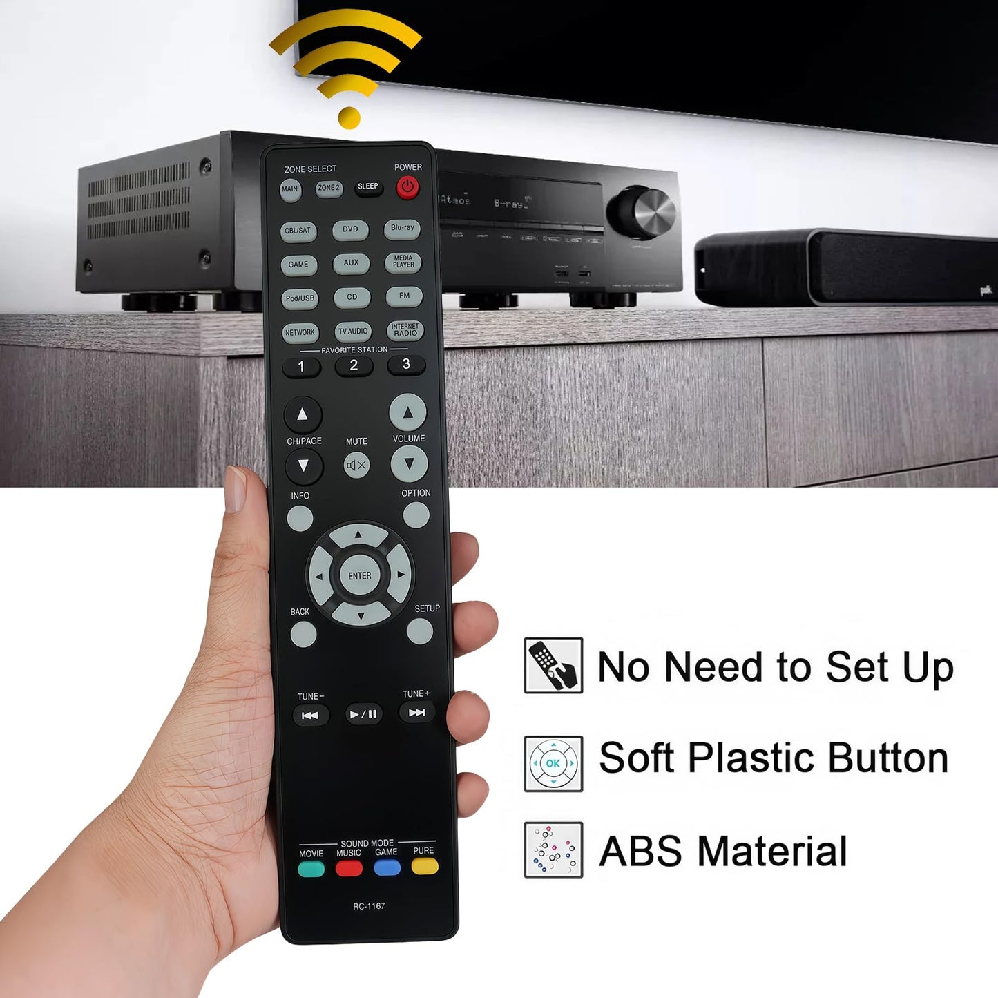 Replacement Remote Control RC-1167 Compatible for denon AV Receiver 7.1-Channel Home Theater Receiver AVR-2312 AVR-3312 AVR-4312 AVR-4310 AVR-2113