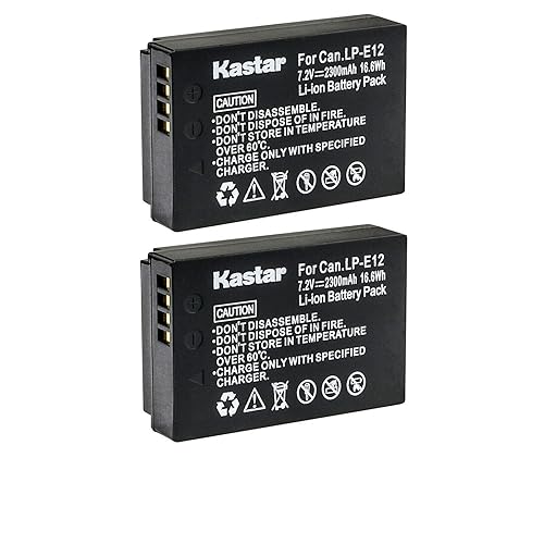 Kastar 2-Pack LP-E12 Battery 7.2V 2300mAh Replacement for Canon EOS 100D, EOS M, EOS M2, EOS M10, EOS M50, EOS M50 Mark II, EOS M100, EOS M200, EOS