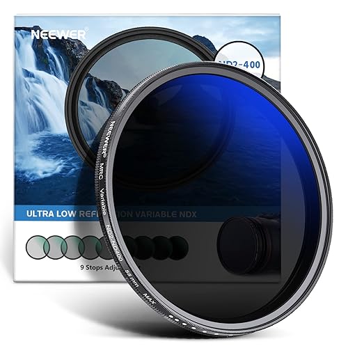 NEEWER 55mm Variable ND Filter ND2-ND400 (1-9 Stops), Neutral Density Filter, Multiple Coatings, Water and Scratch Resistant