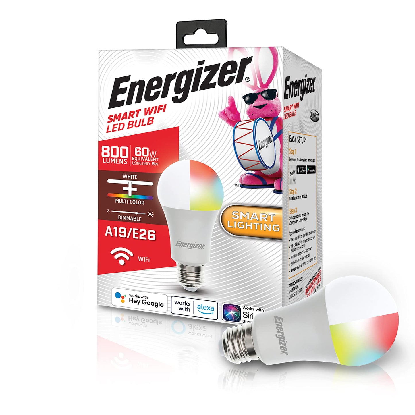 ENERGIZER A19 SMART BRIGHT RGB WHITE LED BULB