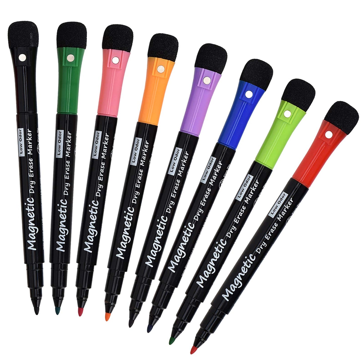 Magnetic Dry Erase Markers, (8 Pack) Dealkits Low Odor White Board Markers Whiteboard Markers with Erasers for Kids Teacher Supplies for Classroom
