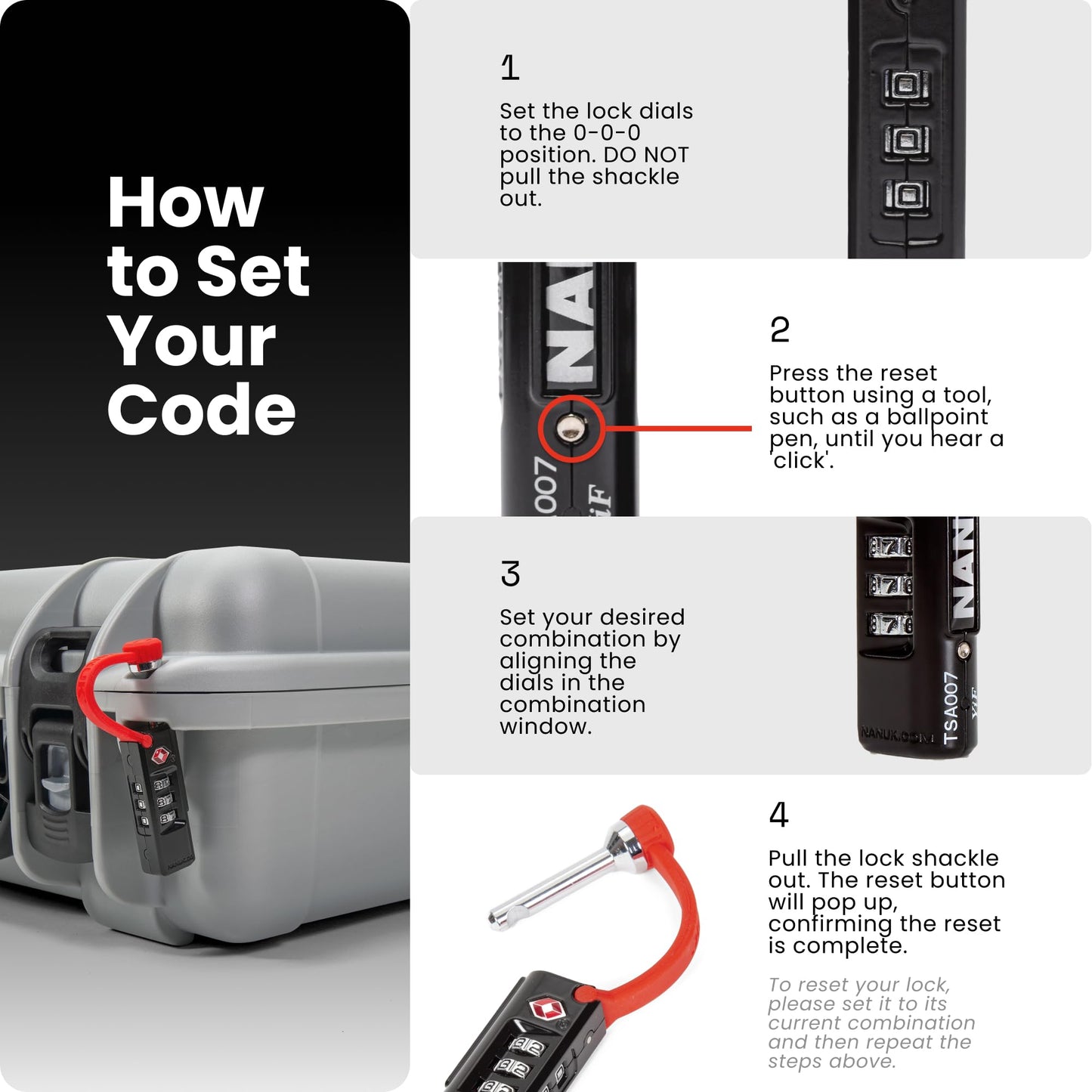 NANUK TSA Approved Lock – Durable, Secure Travel Case Lock with Cut-Resistant Steel Shackle & Rustproof