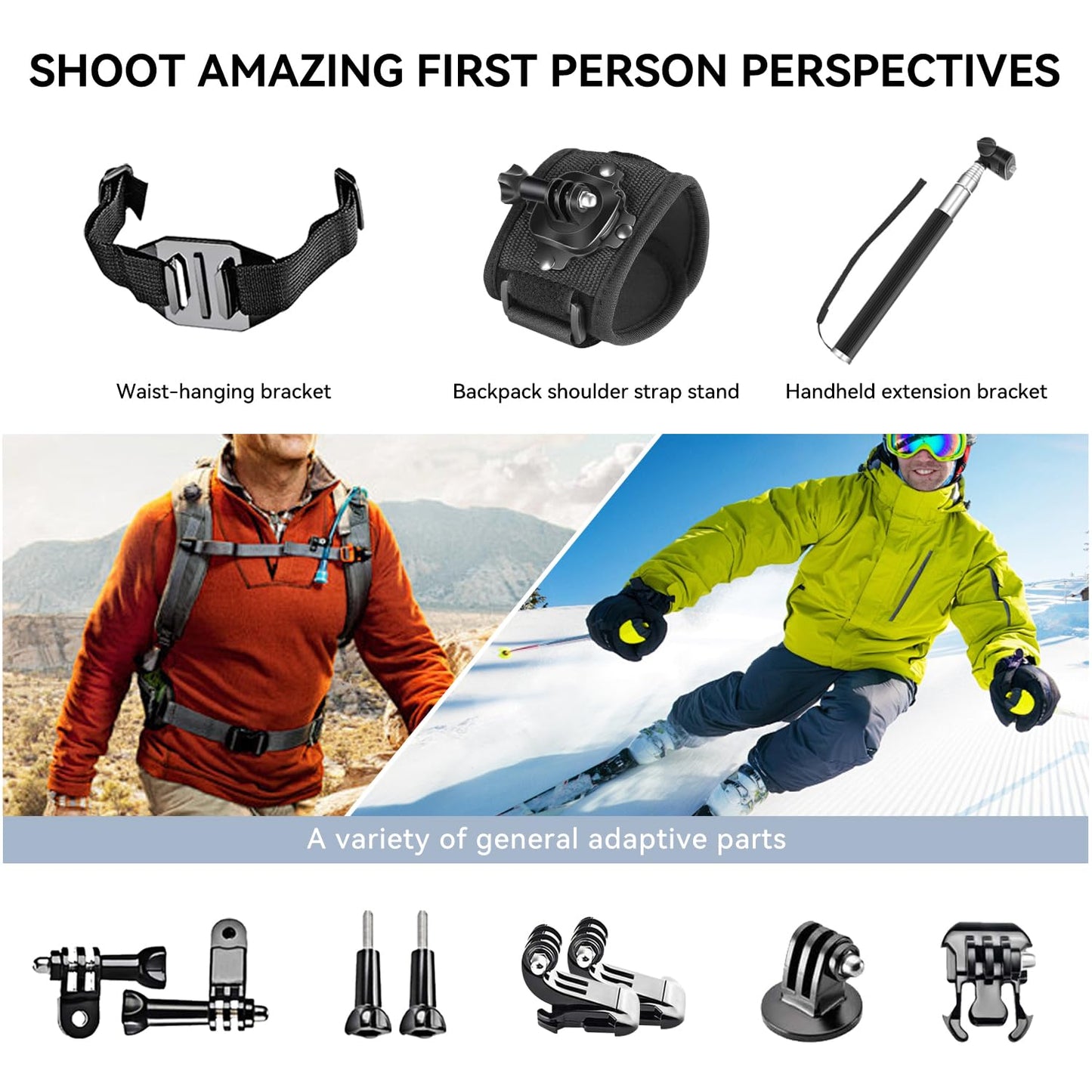 MEKICOWL 50 in 1 Action Camera Accessory Kit Compatible with Gopro Hero 12 11 10 9, DJI OSMO 4 3 2, Insta360 X3 X2 GO 3, SJCAM, DBPOWER, Campark, Sony