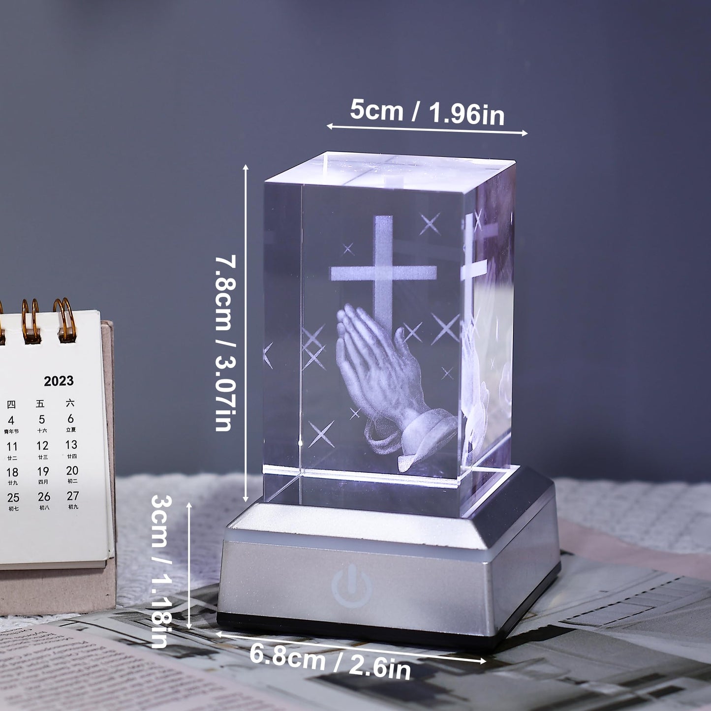 OkiyiD Jesus Cross Figurine, Cross Night Light, Christian Praying Gifts Lamp, Baptism Gifts for Boys Girls Women Unique, Christmas Birthday Gifts