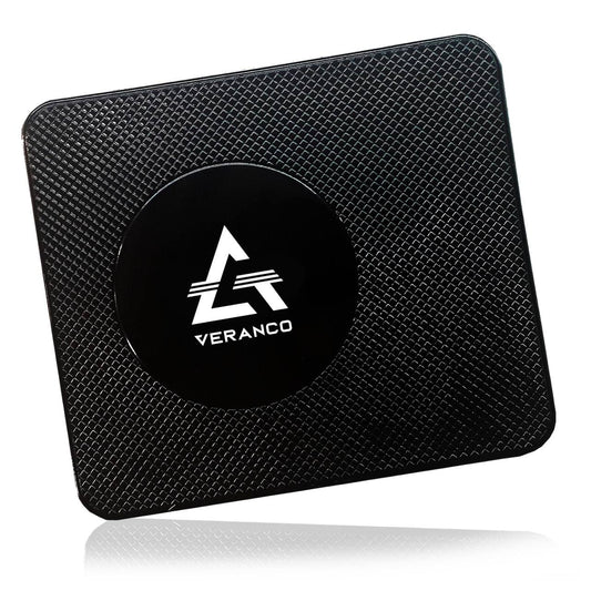 A VERANCO Car Dashboard Mat, 5.5x6.3 inches, PU Gel Material, Black, Universal Fit, Multifunction Anti-Slip Mat for Phone Holder, Radar Detector