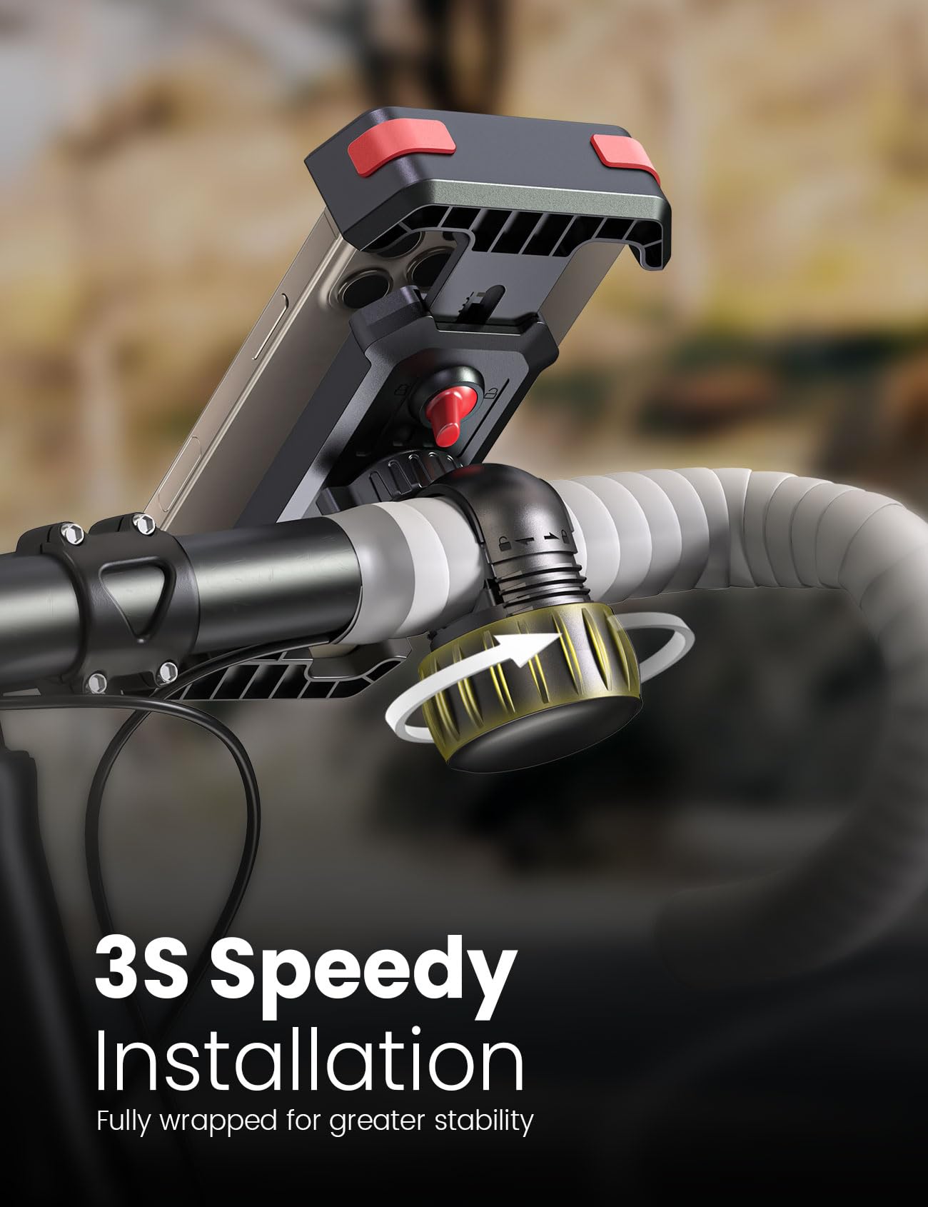 Pnitri 2025 New Upgraded Bike Phone Holder Handlebar - 1S Quick Install, Motorcycle Phone Mount, Bicycle Phone Holder fit Large Phone Case for iPhone