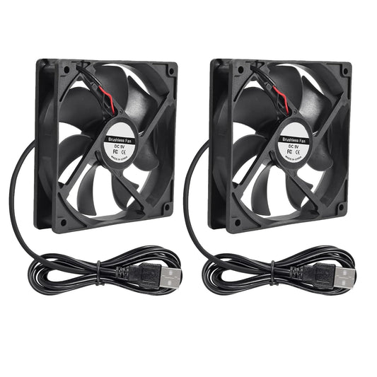 DIANN 2pcs 12025 Computer Fan 5V USB PC Fan 120mm Fan 5V USB Brushless 12025 120x25mm Fan for Cooling PC Computer Case CPU Coolers