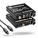 Digital to Analog Audio Converter with Headphone Amplifier & Bass Control by J-Tech Digital | 192kHz 24bit Optical Coaxial RCA 3.5mm