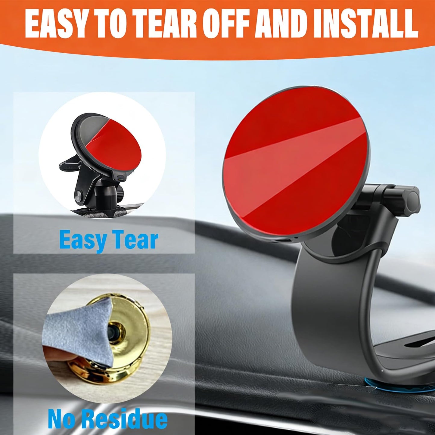 HNZGYB 4Pcs Adhesive Pad for Dash Cam, Double Sided Mounting Tape for Round Car Camera, 2.2 in for Dashcam Car Dashboard Windshield Camera GPS