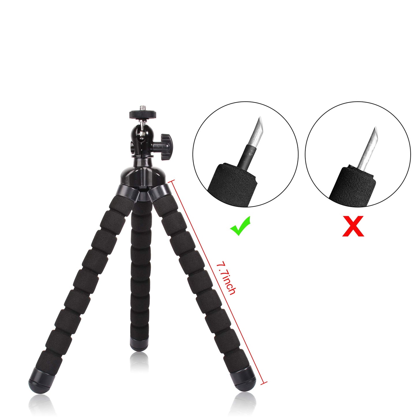Phone Mini Tripod, Ruittos Premium Flexible Mobile Phone Tripod Stand Compatible with iPhone Samsung Go Pro, Small Digital Camera, Black