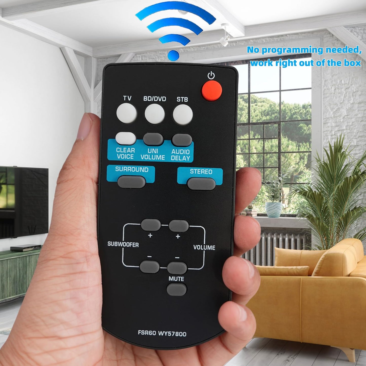 Replacement Remote Control FSR60 WY57800 Applicable for Yamaha Soundbar ATS-1010 YAS-101 YAS-101BL YAS-CU201 ATS1010 YAS101 YAS101BL YFSR60 FSR62