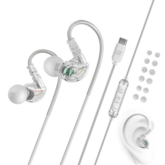 MEE audio M6 Sport USB-C Wired Earbuds with Memory Wire Earhooks, Headset with Mic & 3-Button Remote for iPhone 17 Pro Max, iPad, USB Type C Devices