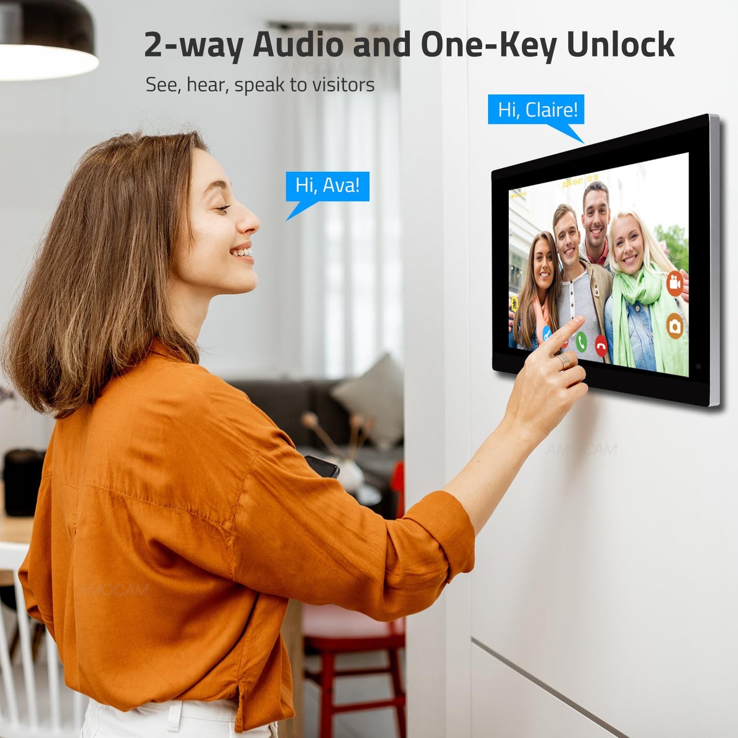 2 Wired Video Intercom System, 7 Inches Video Doorbell HD Camera with Monitor, WiFi Tuya App Remote Intercom Unlock, No Monthly Fees, Video Door Bell