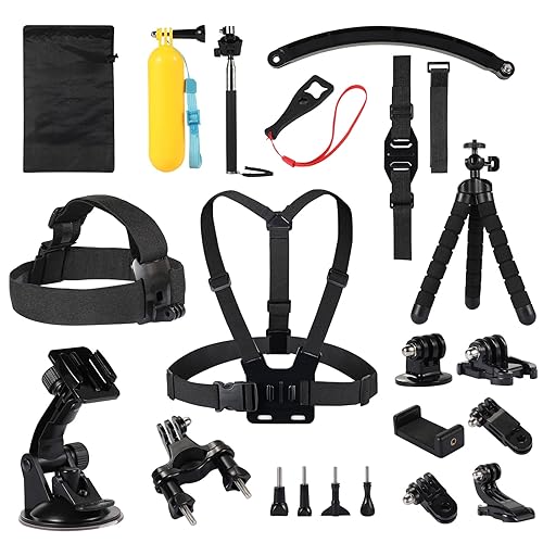 Kuptone Action Camera Accessory Kit for GoPro Hero 11/10/9/8/7/6/5, Insta360, DJI Osmo Action, AKASO (KPE-075)