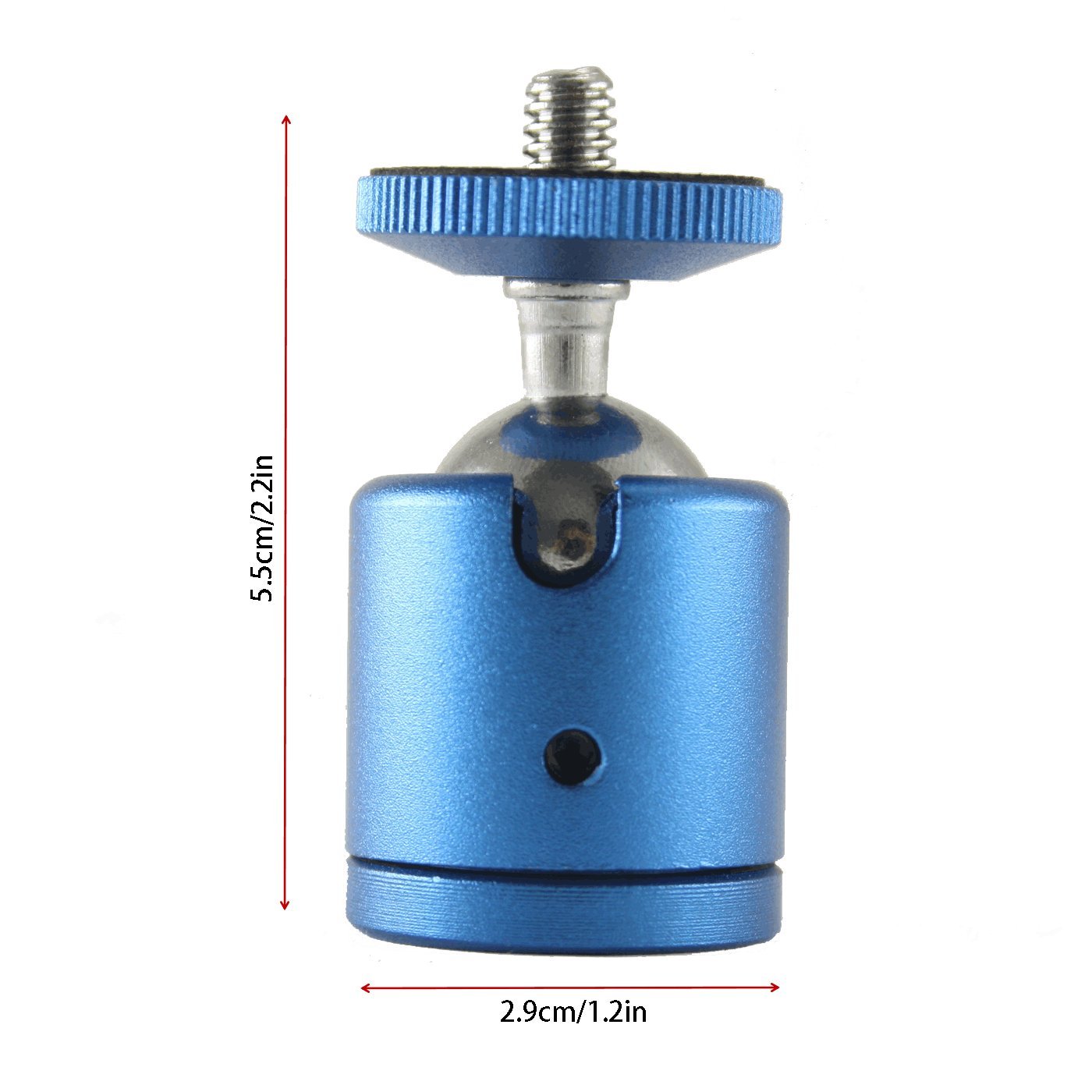 EXMAX Mini Ball Head Aluminum Alloy Tripod Ball Head with 1/4" Screw Thread Base Mount 360 Degree Rotatable for Monopods DSLR Cameras HTC Vive