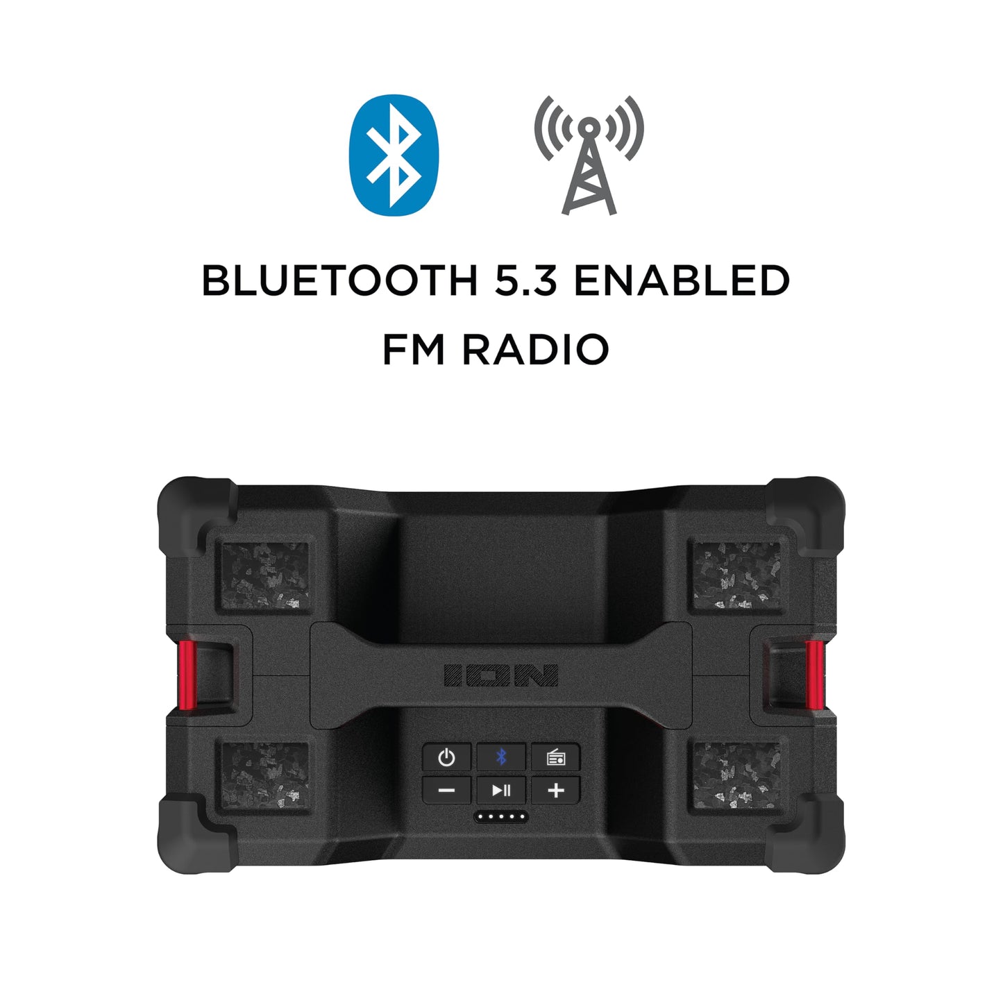 ION Audio Tailgater Tough - Rugged Portable All-Weather Wireless Bluetooth Speaker, IPX5 Water-Resistant, Outdoor Weather-Resistant Speaker (Renewed)
