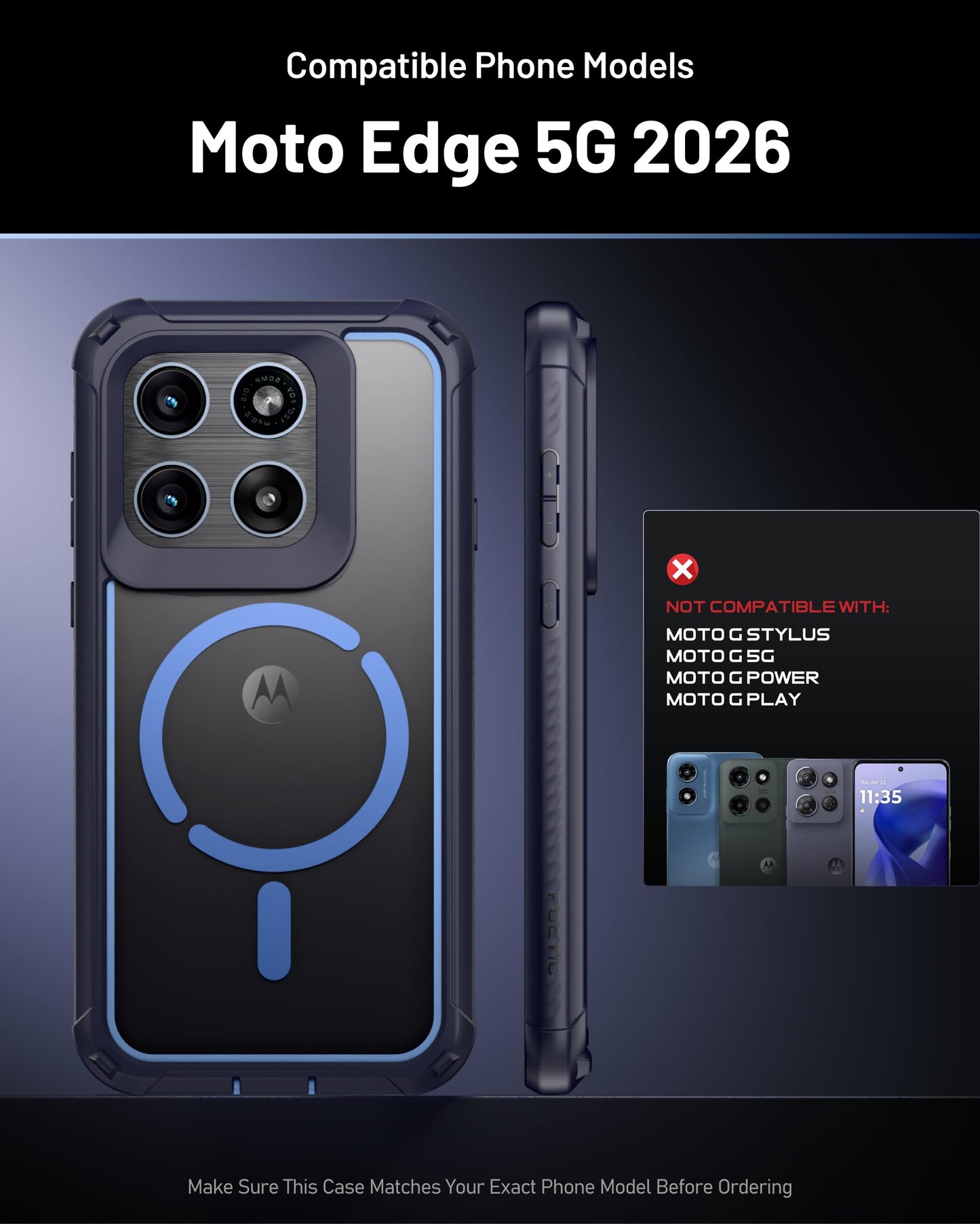 Poetic Guardian for Motorola Moto Edge 2026 Case, Fit for MagSafe | 20FT Mil-Grade Drop Tested | 1 Tempered Glass Screen Protector, Full Body