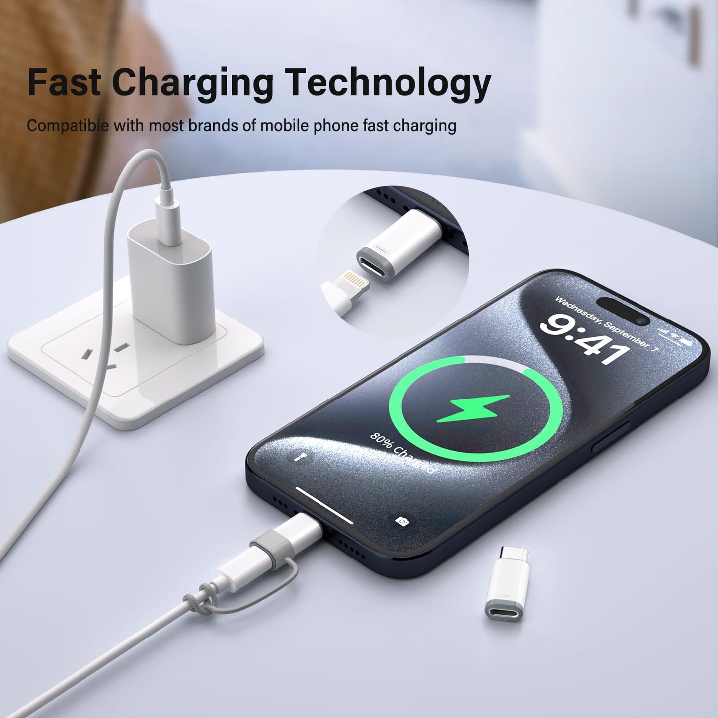 Thousover 4 Pack Lightning to USB C Adapter for iPhone 15/16/17 Pro/17 Pro Max,for iPhone 17/16 Charger,17/16 Accessories,Fast Charging & Data…