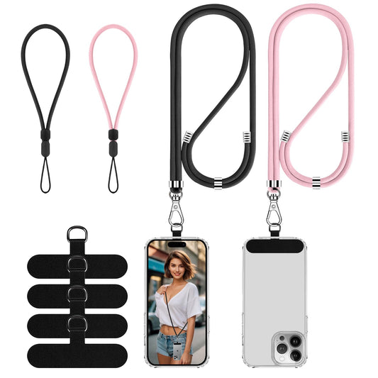 Lousrnman Cell Phone Lanyard, Universal 2× Phone Crossbody Lanyard for Women, 2× Wrist Phone Strap and 4× Upgraded Connectors Compatible with Most