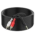 Abireiv 3.5mm to 2 Male RCA Cable 65FT, Stereo Audio Adapter Braided Hi-Fi Sound Auxiliary Y Splitter, Metal Shell Shielded Aux Cord Compatible