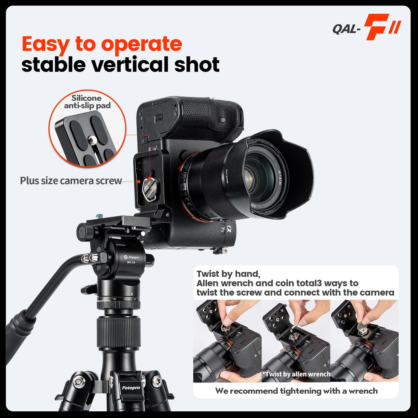 Fotopro Camera L Bracket Vertical Horizontal Switching Quick Release Plate for Canon Nikon Sony DSLR Monopod Stabilizer Universal