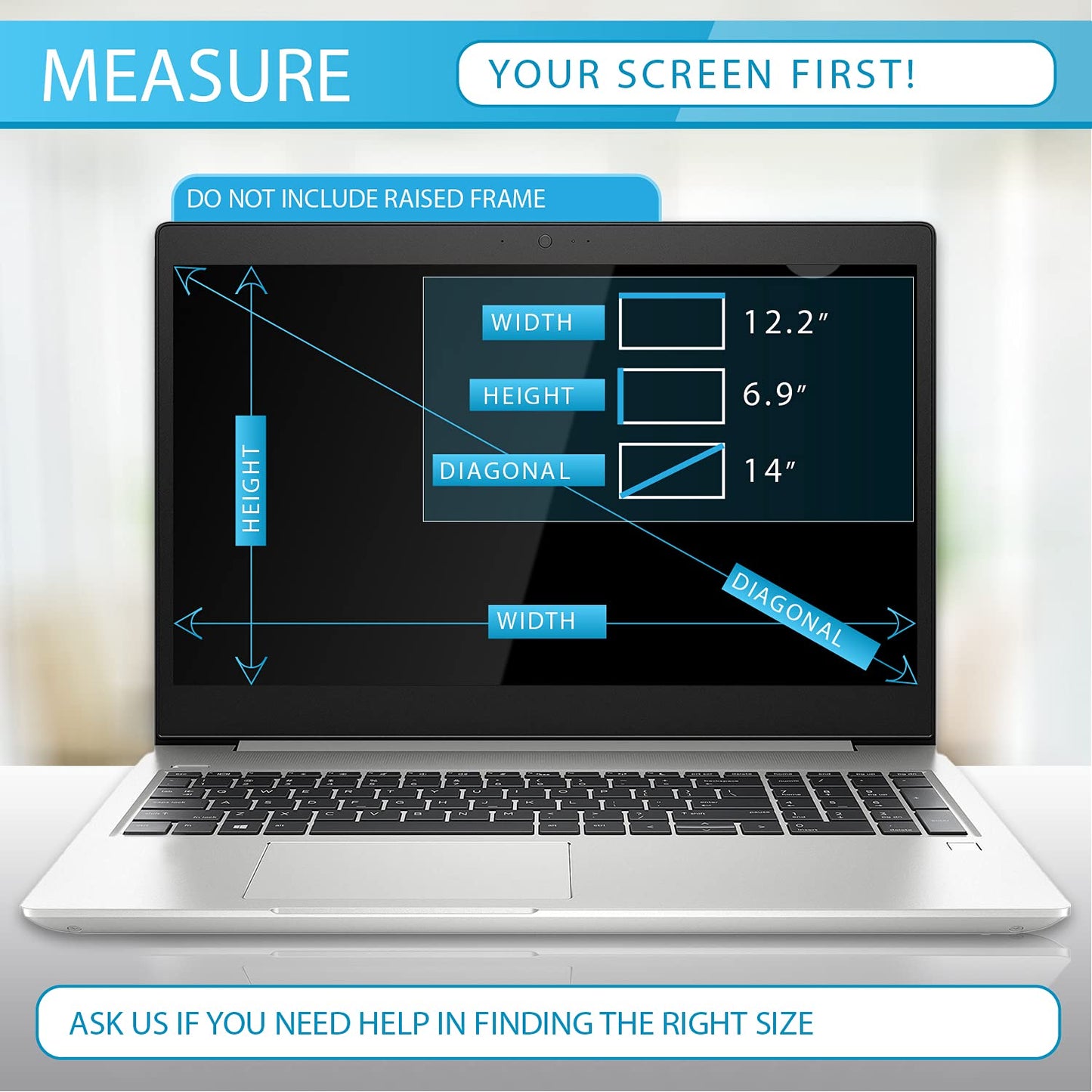 Anti Blue Light Screen Protector (3 Pack) for 14 Inches Laptop. Filter out Blue Light and relieve computer eye strain to help you sleep better