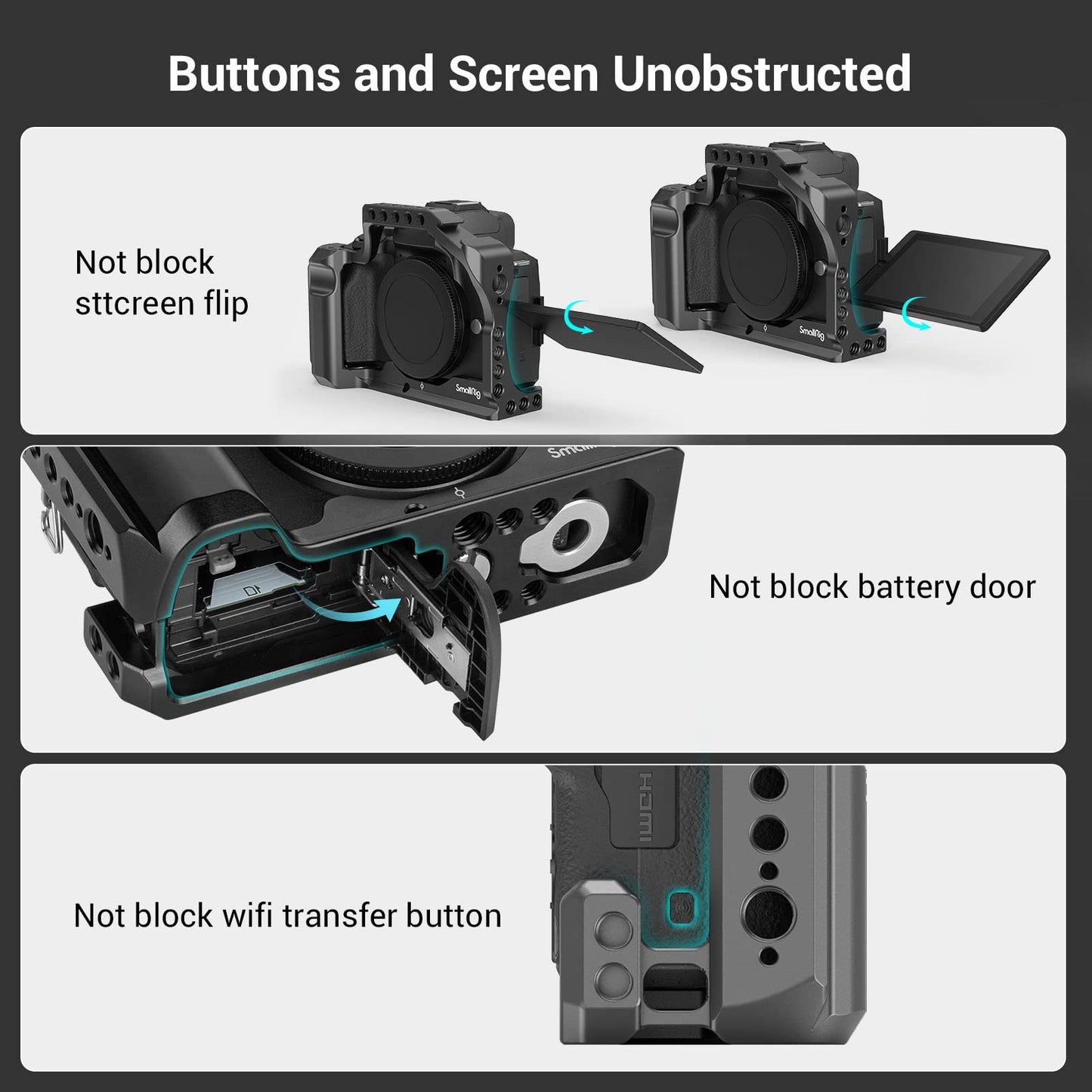 SmallRig M50 /M50 II /M5 Cage (Upgraded), Aluminum Alloy Video Film Movie Making Rig with Integrated Grip and NATO Rail for Canon M50 /M50 II /M5