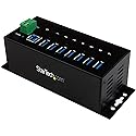StarTech.com 7-Port USB 3.0 Hub - 5Gbps - Metal Industrial USB-A Hub with ESD Protection & 350W Surge Protection - Din Rail Wall or Desk Mountable
