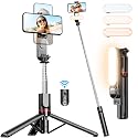 Stable Selfie Stick Tripod with Fill Light, 44 Inch Extendable Selfie Stick with Wireless Remote and Tripod Stand 360 Rotation for iPhone
