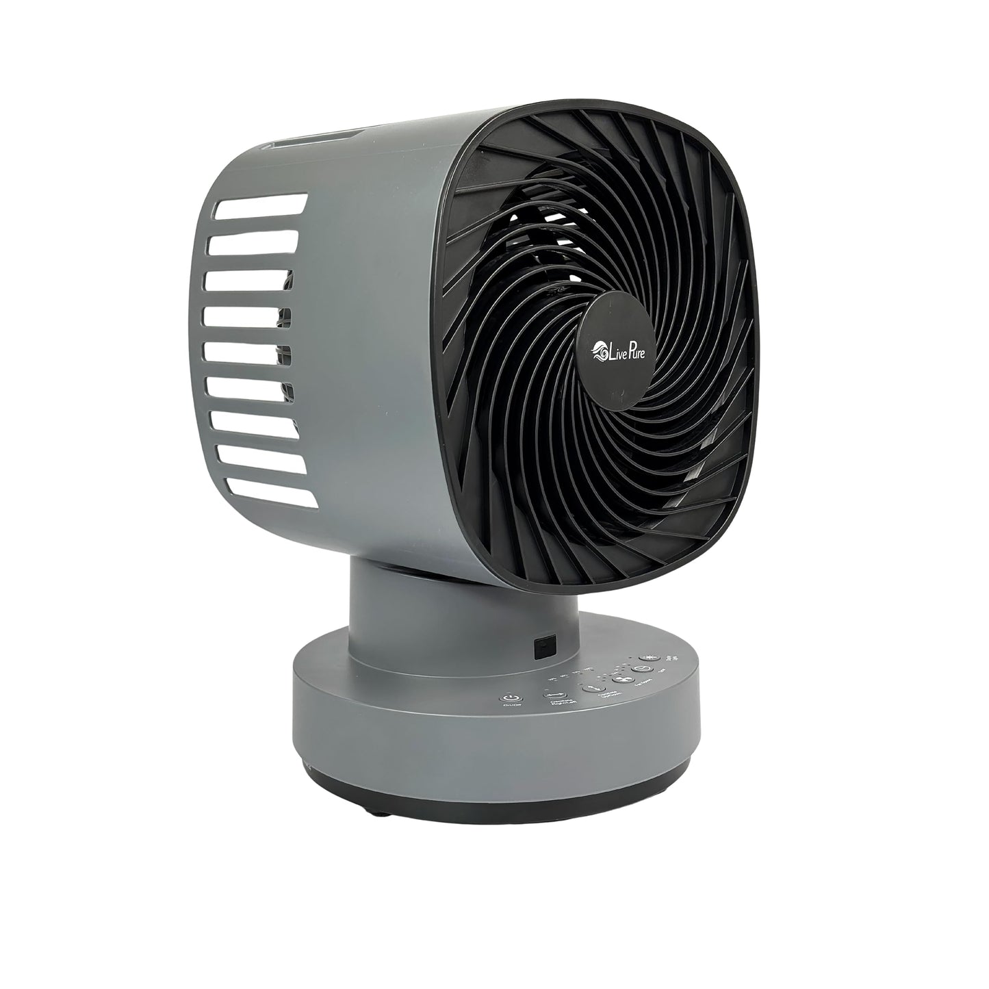 LivePure Rechargeable 4 Speed Orbital Dual Oscillating Fan w/Remote, Gray
